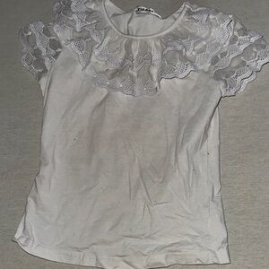 Kids OS Chic White Lace Ruffle Blouse